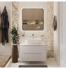 Мебель для ванной комнаты BOND Cube 80 подвесная, белая матовая, с раковиной Cube S13-500