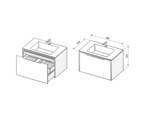 Salini Smile Тумба подвесная 80х50х48.5см., с раковиной, цвет: Grey. S800GON203