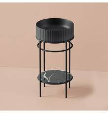Artceram Vogue Металлическая структура Oslash;44хh72,5см, напольная, с раковиной, с мраморной полочкой, цвет: черный матовый. ACA058 17,  ATL001 17 00,  TFA012 90