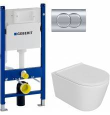 Комплект Унитаз подвесной DIWO Архангельск 0800 + Инсталляция Geberit Duofix Delta 458.149.21.1 с кнопкой смыва, хром