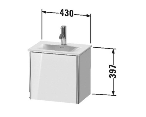 Duravit XSquare База подвесная 43x30.8x39.7см с раковиной, 1 дверца, петли справа, цвет: глянцевый белый. XS4220R2222,  07334500411
