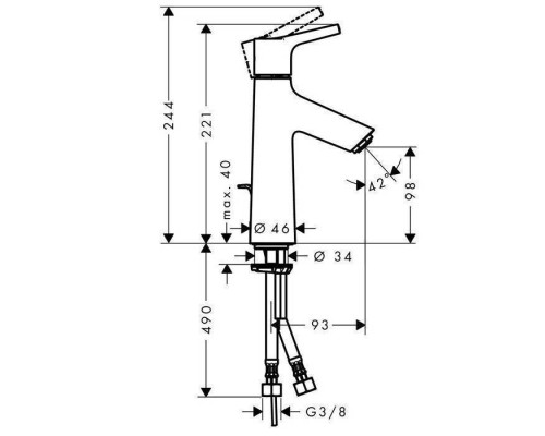 Hansgrohe Talis S, Смеситель для раковины, С донным клапаном, Цвета: хром. 72020000 Hansgrohe Talis S, Смеситель для раковины, С донным клапаном, Цвета: хром. 72020000
