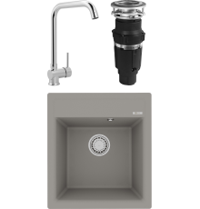 Комплект Мойка кухонная Lemark Hanka 450 9910009 грей + Смеситель MEGA Didim MG-CM107 хром + Измельчитель Bone Crusher BC 610-AS