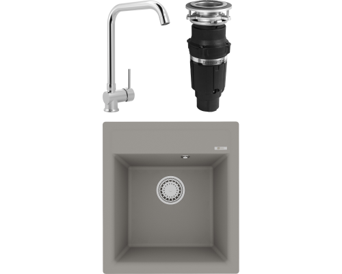 Комплект Мойка кухонная Lemark Hanka 450 9910009 грей + Смеситель MEGA Didim MG-CM107 хром + Измельчитель Bone Crusher BC 610-AS