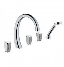 THG Infini white porcelain with platinum decor Смеситель на борт ванны на 5 отверстий, с прогрессивным смесителем для ручного душа, ручной душ, цвет: хром. U2E-A02-1132SG