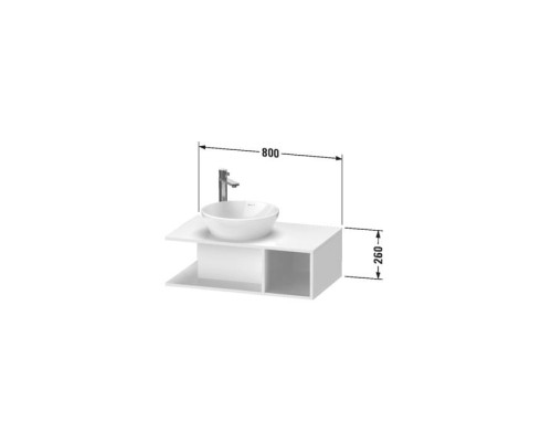 Duravit D-Neo Тумбочка подвесная компакт 80x48х26 см., раковина, 1 открытое отделение на правой стороне, цвет: белый высокоглянцевый. 2328400000,  DE491802222
