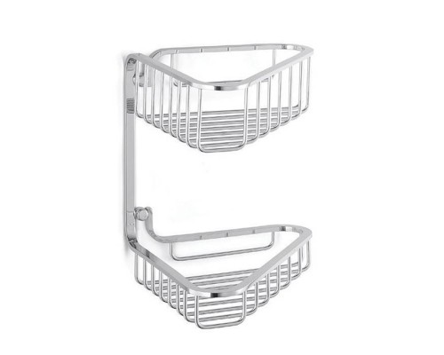 Bertocci Complementi Полка-решетка угловая для душа 20х25х20 см двойная, подвесной, цвет: хром. 104 0161 0000