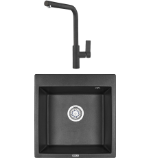 Комплект Мойка кухонная Granula 5102, черный + Смеситель 2502, черный
