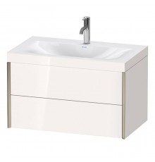 Duravit XViu Тумба подвесная 80x48x50.3см, с раковиной без перелива, с 1 отв под смес, 2 ящика, цвет: белый глянцевый/champagne matt. XV4615OB122C