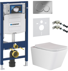 Комплект Унитаз подвесной Ceramicanova Metric Rimless CN3007 с микролифтом, безободковый + Крепления Geberit Duofix 111.815.00.1 к стене + Шумоизоляция 156.050.00.1 + Инсталляция UP 320 111.300.00.5 + Кнопка Sigma 01 115.770.21.5 хром