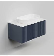 Тумба под раковину со столешницей La Fenice Terra 80 подвесная, blu grigio, столешница белый мрамор