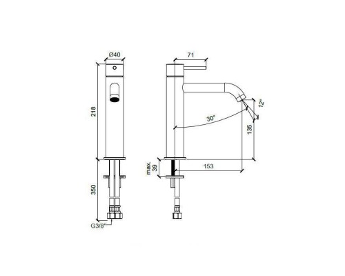 Almar Mixers Смеситель для раковины, высокий, 1 отв., без донного клапана, цвет: High Brass Brushed PVD. E214001.HB Almar Mixers Смеситель для раковины, высокий, 1 отв., без донного клапана, цвет: High Brass Brushed PVD. E214001.HB