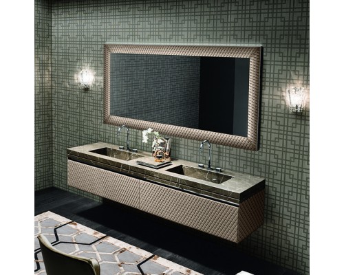VITAGE milldue edition FOUR SEASONS Комплект мебели с базой, интегрированными раковинами PLANS, зеркалом LOSANNA, 216см, подвесной, цвет: мрамор bronzo amani-B58 экокожа visione-223 черный хром. 4356.216.B58.3.2, 9502, F114.223.96, 3471.223.96 VITAGE milldue edition FOUR SEASONS Комплект мебели с базой, интегрированными раковинами PLANS, зеркалом LOSANNA, 216см, подвесной, цвет: мрамор bronzo amani-B58 экокожа visione-223 черный хром. 4356.216.B58.3.2, 9502, F114.223.96, 3471.223.96