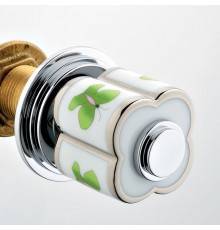THG CAPUCINE VERT DECOR PLATINE Ручка дверная одинарная, декор платина/зеленый, цвет: хром. A7E-A02-639V