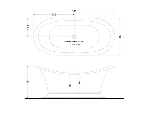 Gruppo Treesse Grand Soleil Ванна отдельностоящая 185x85см, цвет: хром/белый. V1881 (V1881XBN800S)