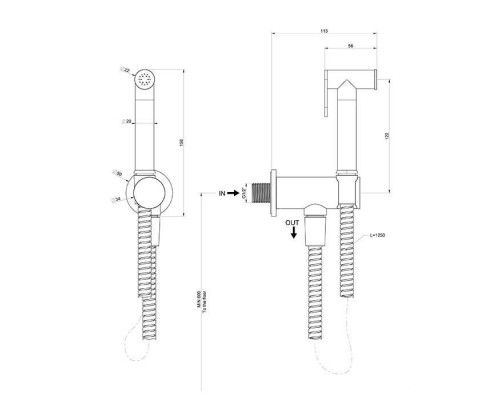 Gessi Tradizione Гигиенический душ, настенный, цвет: Gold CCP. 14331#080
