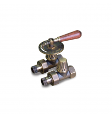 Комплект вентилей прямых для чугунных радиаторов 1/2 с деревянной ручкой, темная бронза 0320-1057S000