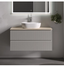 Тумба с раковиной Sancos Snob R 100 см, beige soft, столешница бежевая, раковина CN5010