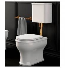 Azzurra Charme Унитаз напольный 52x40 см, 3L Water Saving, слив универсальный, сиденье микролифт, с креплением VFV, цвет: Bianco lucido/золото. 751391,  CHCSZA000000BI/(CHA400/Z bi),  CHA1800/F bi/oro,  757191,  CHVCTT000000BI