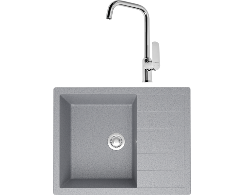 Комплект Мойка кухонная Domaci Болонья М-151-005 серая + Смеситель STWORKI