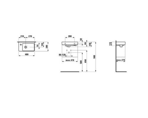 Laufen Pro S Раковина 48х28х85см., подвесная, SX, с 1 отв., цвет: белый. 8.1595.5.000.104.1 Laufen Pro S Раковина 48х28х85см., подвесная, SX, с 1 отв., цвет: белый. 8.1595.5.000.104.1