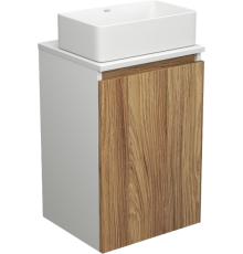 Тумба с раковиной Bauedge Dream Blackwood 40 подвесная, белая, дуб, 1 дверца, раковина Hotel Mini SH1005