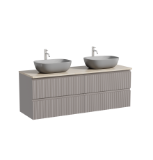 Тумба с раковиной Sancos Snob R 140, doha soft, столешница бежевая TT140A2X, раковина CN6009MH