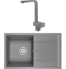 Комплект Мойка кухонная Emar Quartz EMQ-1800.Q Алмаз + Смеситель 3014.9 Алмаз