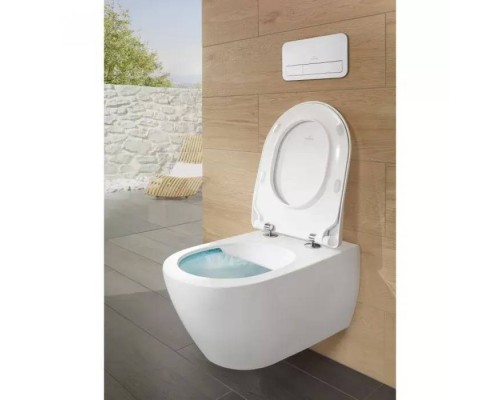 VilleroyBoch Subway 2.0 Унитаз подвесной 370*560*365, безободковый, в комплекте сиденье SlimSeat, микролифт, CeramicPlus, цвет альпийский белый. 5614R2R1