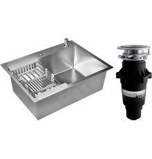 Комплект Мойка Wisent WS36050 с раздвижным коландером и дозатором + Измельчитель Bone Crusher BC 810-SL Slim Line