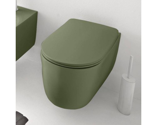 Kerasan Nolita Унитаз безободковый подвесной 55х35 см, с креплениями WB9N, цвет: Verde. 531411 Kerasan Nolita Унитаз безободковый подвесной 55х35 см, с креплениями WB9N, цвет: Verde. 531411