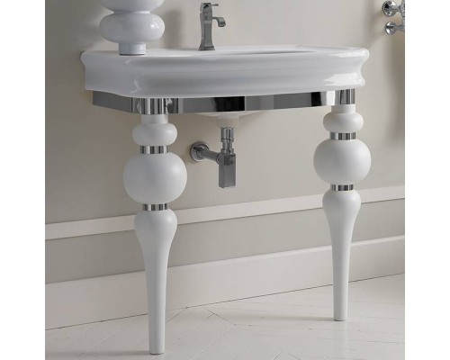 3SC Consolle Консоль Via Veneto 70х52хh96см, с раковиной LA11 и сифоном, напольная, цвет: белый матовый/хром. VV3070SL