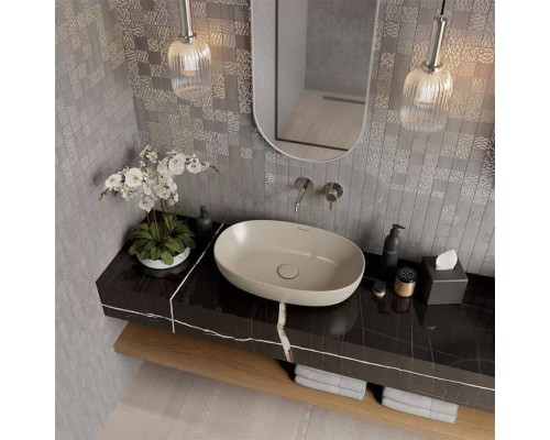 Kerama Marazzi Plaza Раковина накладная, 60х37см., с 1 отв., цвет: песочная матовая. PLR.wb.60\SAN