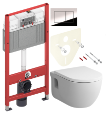 Комплект Унитаз подвесной AM.PM Like C801701SC FlashClean с микролифтом + Инсталляция TECE Now 9400412 4 в 1 с кнопкой смыва