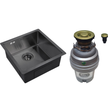 Комплект Мойка Zorg Inox PVD 4444 grafit + Измельчитель ZR-75 D BRONZE