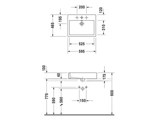 Duravit Vero Раковина 59.5x46.5см., 1 отв., с переливом, цвет: белый. 0452600000