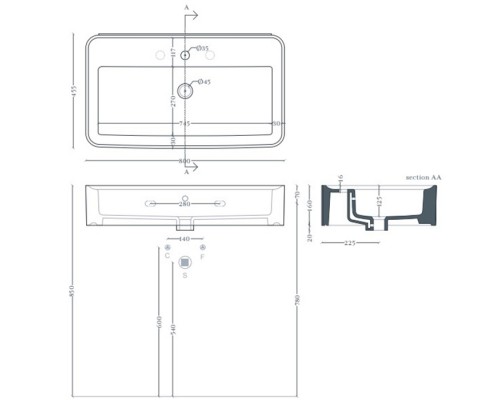 Artceram Rodolfo 80 Раковина накладная 80х45см., с 1 отв под., без слив перелива, покрытие saniglaze, цвет: белый. ROL001 01 34