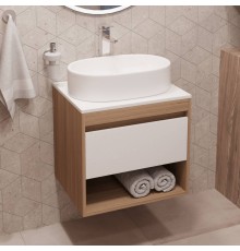 Тумба с раковиной Teymi Ritta 55 дуб эврика, матовая белая, раковина Iva 52