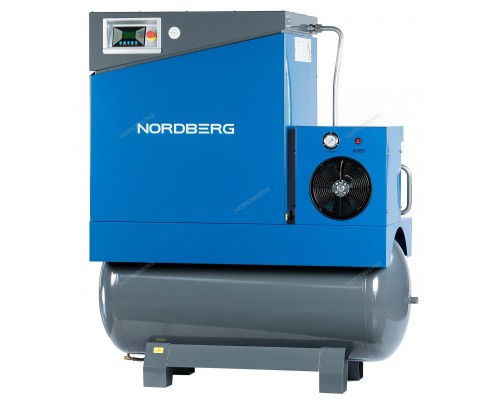 Компрессор винтовой, 11кВт, ресивер 500л, 10Бар, 1450л/мин, осушитель NORDBERG NCA15RD