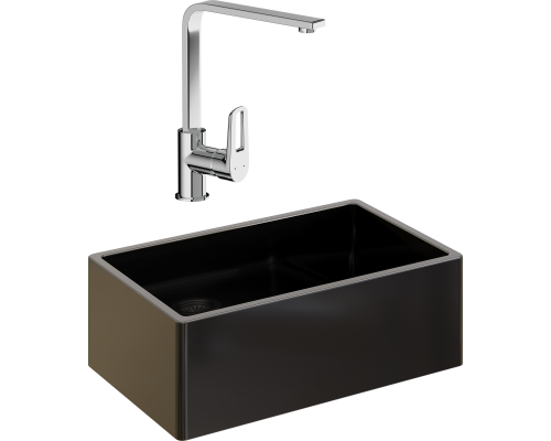 Комплект Мойка кухонная Domaci Сиена 50276-110 черная матовая + Смеситель STWORKI HDA3338XH