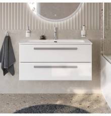 Тумба с раковиной Cezares Eco Cer-N 100 bianco opaco, раковина Eco 100, ручки серые