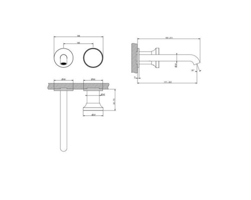 Gessi Origini Смеситель для раковины встраиваемый с изливом, цвет: Black XL. 66088#299