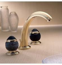 THG Panthere Cristal Noir Смеситель для раковины на 3 отверстия, с донным клапаном, цвет: Soft gold. A2K-F30-151