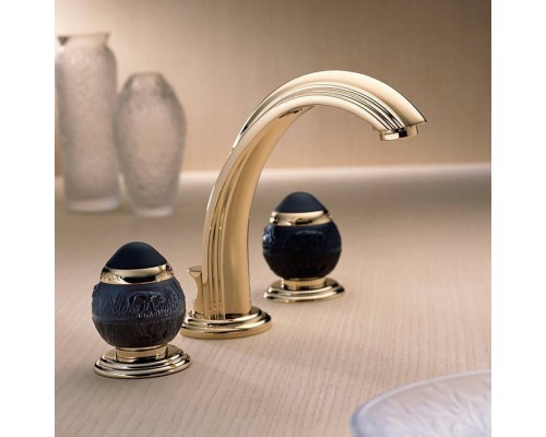 THG Panthere Cristal Noir Смеситель для раковины на 3 отверстия, с донным клапаном, цвет: Soft gold. A2K-F30-151 THG Panthere Cristal Noir Смеситель для раковины на 3 отверстия, с донным клапаном, цвет: Soft gold. A2K-F30-151