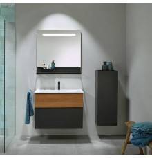 Burgbad Fiumo Комплект подвесной мебели 82х49х61см, с раковиной на 1 отв., ручки черные матовые, цвет: Tectona Dekor Zimt / Graphit Softmatt. SFXN082F3958FOT52G0200C0001*1