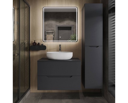 Мебель для ванной комнаты Orange Line 80 подвесная, 2 ящика, матовый графит с раковиной B05-520W