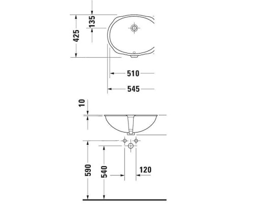 Duravit Santosa Раковина 51x37.5cм., без отв., встраиваемая снизу, цвет: белый Duravit Santosa Раковина 51x37.5cм., без отв., встраиваемая снизу, цвет: белый