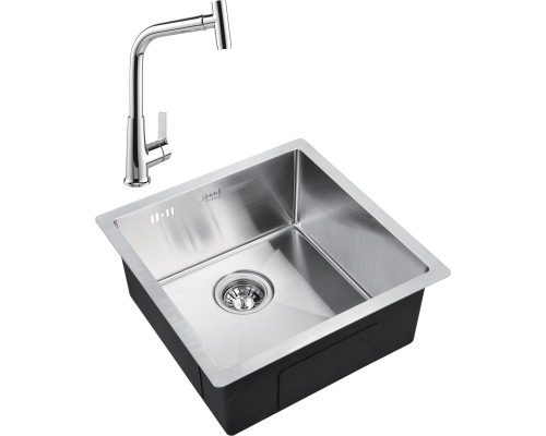 Комплект Мойка Zorg Inox R 4444 + Смеситель MEGA Life MG-TK09 хром