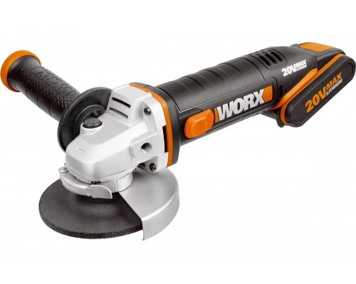 Угловая шлифмашина аккумуляторная WORX WX800,20В, 115 мм, 2*2,0Ач, кейс