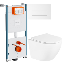 Комплект Унитаз подвесной BelBagno Uno BB3105CHR/SC + Инсталляция VitrA V-Fix Core 732-5800-01PV + Кнопка Root Square 740-2300 белая глянцевая